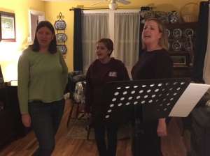 Melody Reese, Sheree Owens and Jessica Plummer rehearse "I Gave It Away", part of a special video presentation for the 2005 concert.